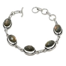 Bracciale etnico fatto a mano in argento 925 con pietre preziose labradorite ...