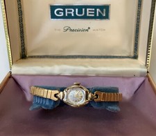 Orologio da polso vintage donna Gruen 17 Jewel oro 10kt riempito set completo