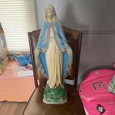 Statua Madonna incoronata Vergine Maria che cammina sul serpente in gesso policroma 25,25