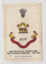 BDV Silk Cigarette card 41, British Army Badges 1914: POW West Yorkshire Regt