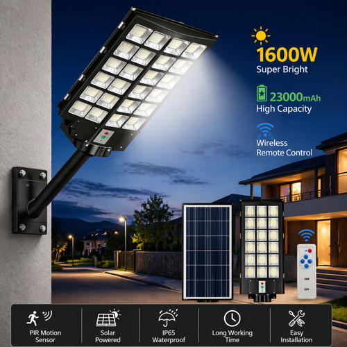 Lampione solare led 1600w con - solare,