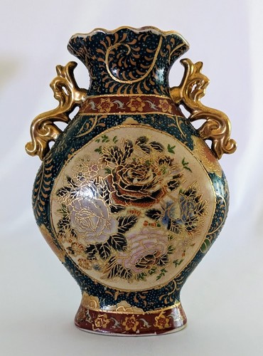 Vaso smaltato dorato moriage - smaltato,
