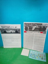 FERRARI F.1 89 HASEGAWA DECALS +ISTRUZIONI + FERRARI F.1 87 SOLO ISTRUZIONI 