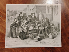 stampa antica THE COUNTERFEIT COIN MONETA CONTRAFFATTA MERCATO BANCO PESCE 1860