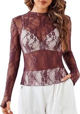 SEXY Camicia Blusa Donna Pizzo