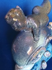 Scultura Ceramica Domenico Matteucci Faenza Putto Con Delfino Oro