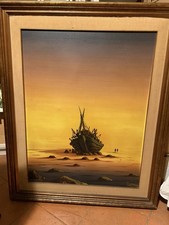 Olio Su Tela Barca Arenata Di