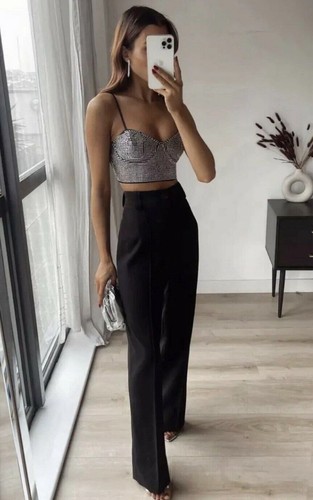 Zara blusa crop top nero