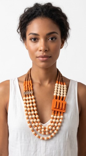 Collana multifili legno - collana,