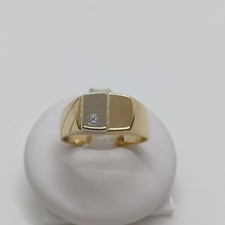 ANELLO DA UOMO IN ORO GIALLO E BIANCO 18KT 750 E ZIRCONE 7,4 GRAMMI N.25 (0762)