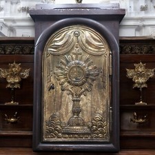 ANTICO TABERNACOLO per OSTENSORIO calice eucaristico XIX sec tabernacle church