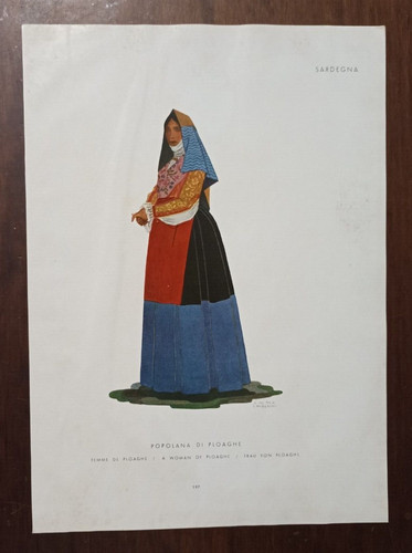 Costume sardo litografia - costume,