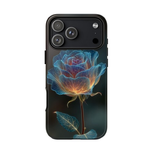 Neon rose flower glowing teal - rose,