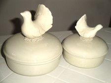 LOTTO 2 SCATOLE CERAMICA COLOMBA BIANCA PORTAGIOIELLI OGGETTI O REGALO VINTAGE