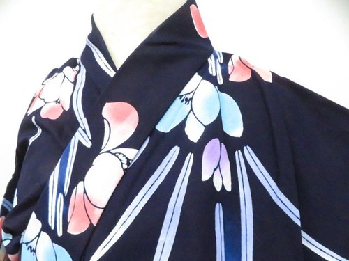 Kimono giapponese yukata navy - yukata,