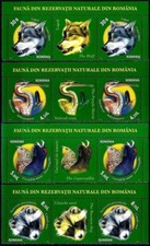Romania 2011 Riserve Naturali Animali Lupo Procione Cane/Uccellini Grouse Airone libbre MNH