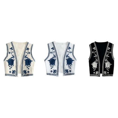 Gilet donna ricamato floreale - donna,
