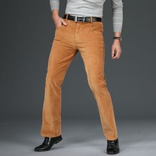 Pantaloni In Corduroy Da Uomo Stretch A Zampa D'Elefante Casual Piani