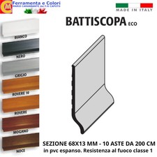 BATTISCOPA ECO in PVC Espanso 10 Aste Da 200cm 68x13mm Resistente Classe Fuoco 1
