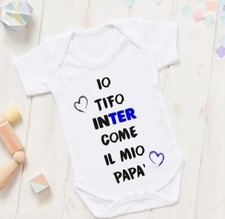 Body Pagliaccetto Neonato io tifo inter come mio papà calcio interista neroblu