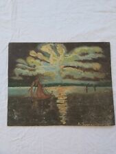 A. SUDANO (1953) ANTICO QUADRO DIPINTO OLIO NAVE VELIERO MARE BARCA VELA FIRMATO