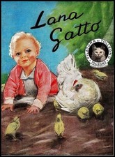 PUBBLICITA' 1938 LANA GATTO WOOL BIMBO CHIOCCIA PULCINI TOLLEGNO ALBERTO BIANCHI