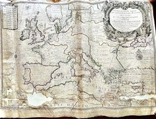 Antica Carta Mappa geografica originale XVII “Nouvelle Carte Marine Europe 1699