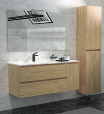 lavabo 120 cm da incasso in ceramica bianco lucido con vasca a sinistra