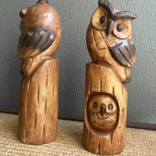 Statuetta gufo legno stile - gufo,