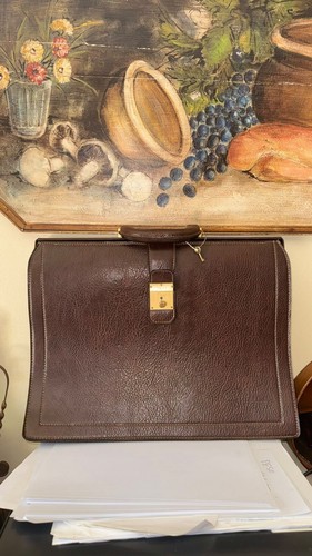 Vintage leather briefcase - leather,