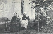 ANTICA CARTOLINA FOTOGRAFICA: COSTUMI VALDESI - VIAGGIATA