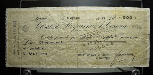 Assegno taglio fisso cassa - assegno,