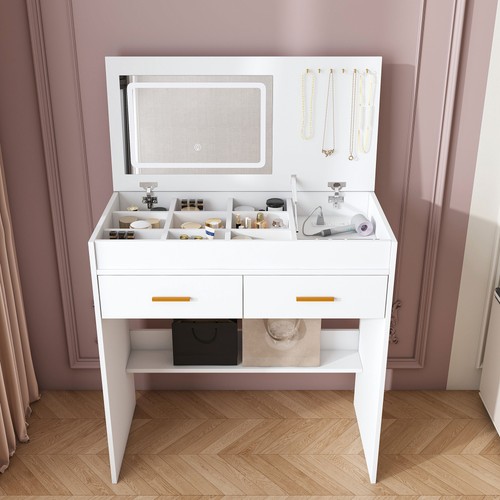 Flip top vanity desk - desk, led