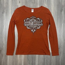 T-shirt manica lunga Harley Davidson arancione logo burnout