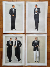 Moda Maschile Figurino Abito Sera Uomo Frac Smoking 1934 1935