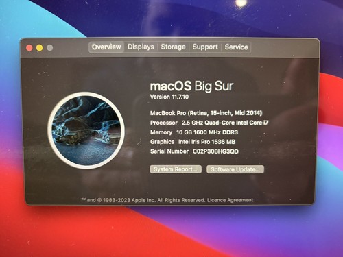 Macbook pro retina a1398 - retina, 15,4"