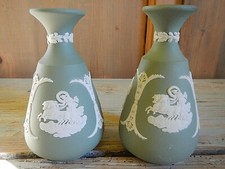 WEDGWOOD Jasperware VERDE vaso per Fiori  BOTTIGLIA CAMMEO MITOLOGIA Porcellana 