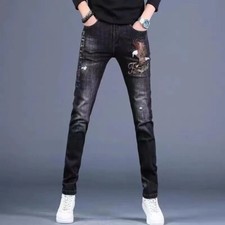 Jeans uomo lusso nero diamante