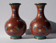 Arte cinese - coppia di antichi vasi di bronzo a decoro cloisonné