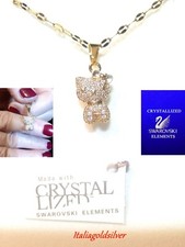 Collana GATTO Donna Cristalli SWAROVSKI ORIGINALI Rodiata ORO Gioielli diamanti