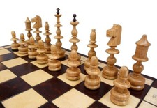 Elegante Scacchiera Grande Gioco Scacchi 58x58 cm INTAGLIATO A MANO NUOVO Legno