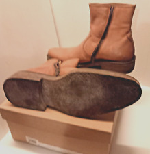 STIVALETTI UOMO ALTI CON CERNIERA LATERALE, PELLE BEIGE, TAGLIA 42 MADE IN ITALY