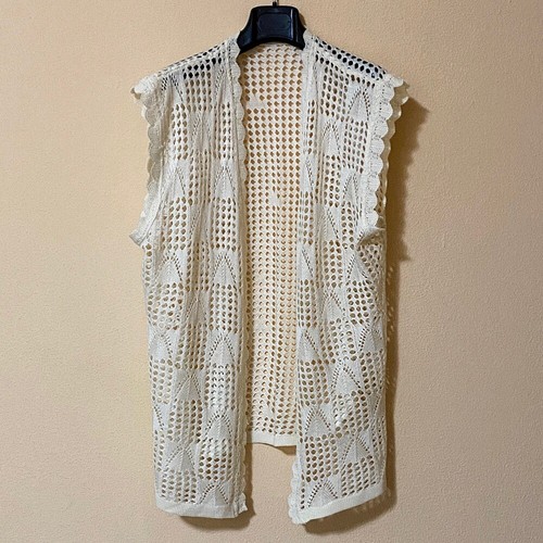 Gilet maglia ricamato bianco - a,
