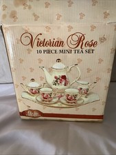 Mini set da tè porcellana tesori classici da collezione 10 pezzi rose eleganti nuovo con scatola #854