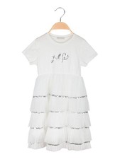 Pink Rabbit Abito da bambina a maniche corte con gonna in tulle e paillettes