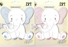 APPLICAZIONI TERMOADESIVE  "ELEFANTE" DECORAZIONE PER COPERTINA BIMBO E  BIMBA 