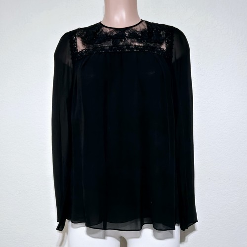 Blusa seta nera giambattista - blusa,