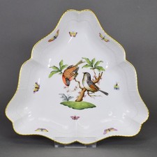 Herend Rothschild gr. ciotola 3 angoli uccello uccello insetto porcellana porcellana bowl