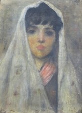 Attrib. Pietro FRAGIACOMO (Trieste 1856-Venezia 1922) Donna con scialle (moglie)