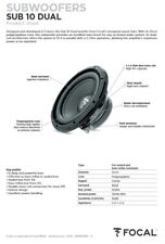 Focal SUB 10 DUAL Subwoofer a doppia bobina per Auto 500W Max 10''